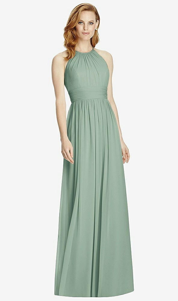 【NEW】【STYLE: 4511】カットアウト オープンバック Shirred Halter Maxi ドレス【COLOR: Seagrass】【SIZE: 00-30W】