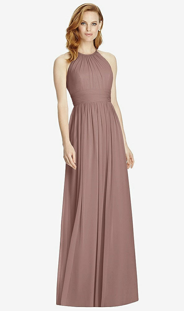 【NEW】【STYLE: 4511】カットアウト オープンバック Shirred Halter Maxi ドレス【COLOR: Sienna】【SIZE: 00-30W】