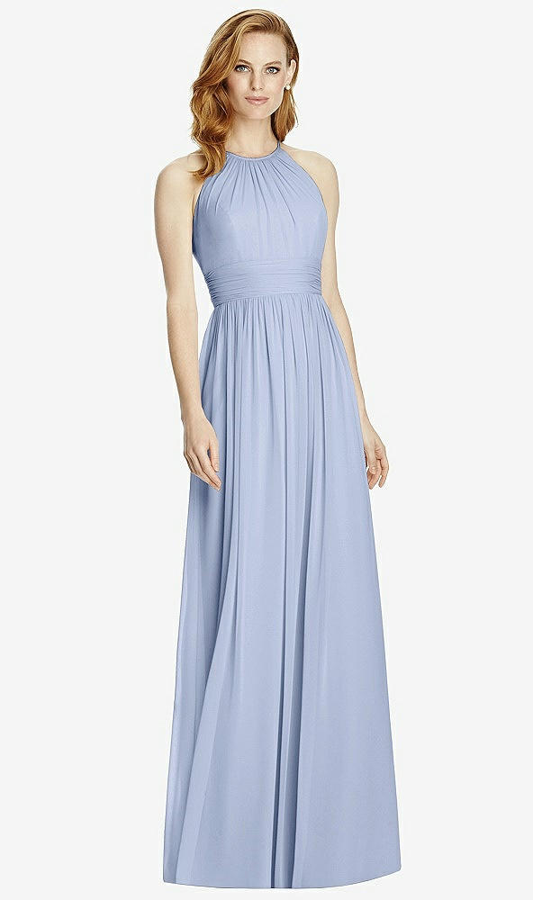 【NEW】【STYLE: 4511】カットアウト オープンバック Shirred Halter Maxi ドレス【COLOR: Sky Blue】【SIZE: 00-30W】