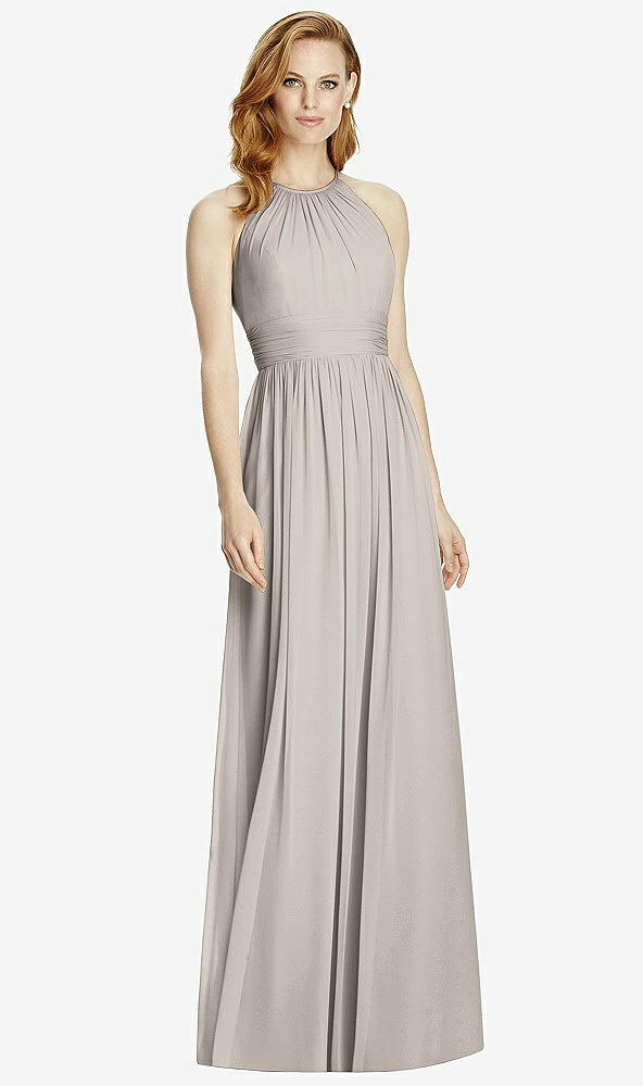 【NEW】【STYLE: 4511】カットアウト オープンバック Shirred Halter Maxi ドレス【COLOR: Taupe】【SIZE: 00-30W】