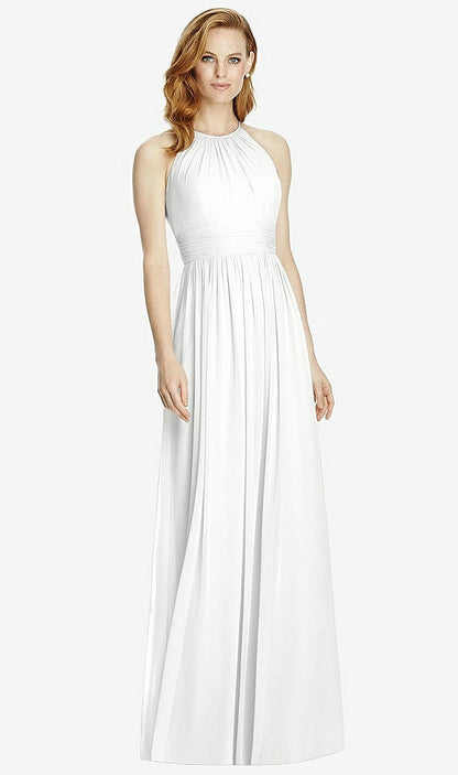 【NEW】【STYLE: 4511】カットアウト オープンバック Shirred Halter Maxi ドレス【COLOR: White】【SIZE: 00-30W】
