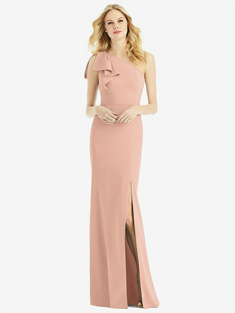 【NEW】【STYLE: 6769】弓 ワンショルダー トランペット ガウン【COLOR: Pale Peach】【SIZE: 00-30W】