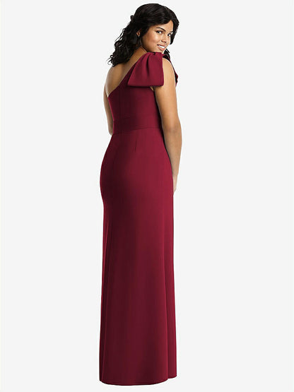 【NEW】【STYLE: 6769】弓 ワンショルダー トランペット ガウン【COLOR: Burgundy】【SIZE: 00-30W】