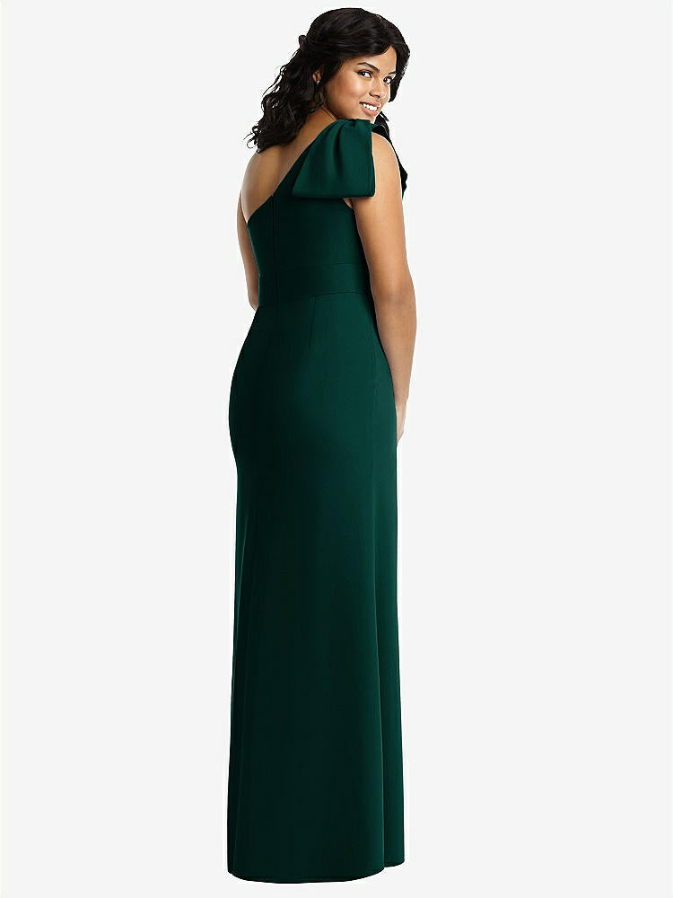 【STYLE: 6769】Bowed One-Shoulder Trumpet Gown【COLOR: Evergreen】