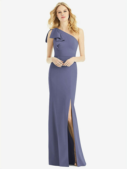 【NEW】【STYLE: 6769】弓 ワンショルダー トランペット ガウン【COLOR: French Blue】【SIZE: 00-30W】