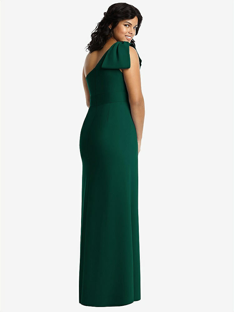【STYLE: 6769】Bowed One-Shoulder Trumpet Gown【COLOR: Hunter Green】