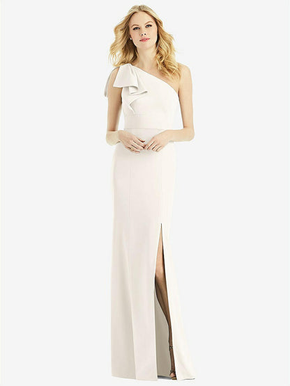 【NEW】【STYLE: 6769】弓 ワンショルダー トランペット ガウン【COLOR: Ivory】【SIZE: 00-30W】