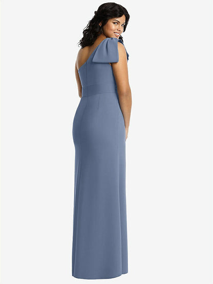 【NEW】【STYLE: 6769】弓 ワンショルダー トランペット ガウン【COLOR: Larkspur Blue】【SIZE: 00-30W】