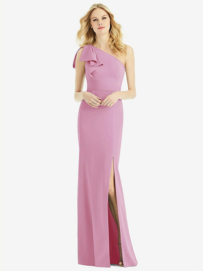【NEW】【STYLE: 6769】弓 ワンショルダー トランペット ガウン【COLOR: Powder Pink】【SIZE: 00-30W】
