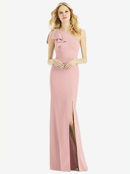 【NEW】【STYLE: 6769】弓 ワンショルダー トランペット ガウン【COLOR: Rose - PANTONE Rose Quartz】【SIZE: 00-30W】