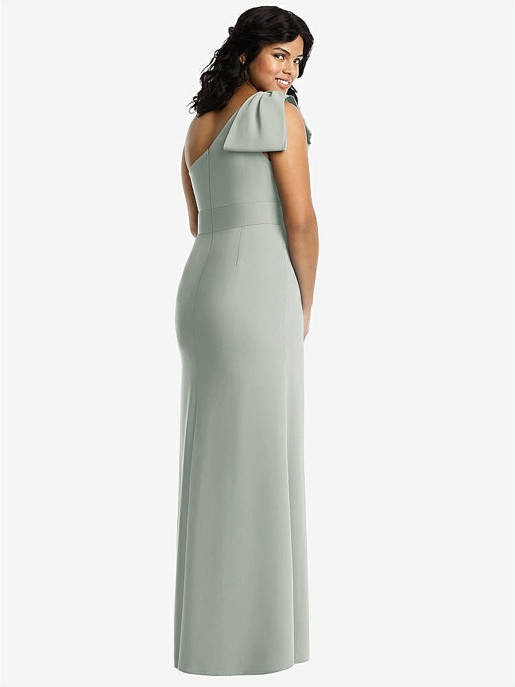【STYLE: 6769】Bowed One-Shoulder Trumpet Gown【COLOR: Willow Green】