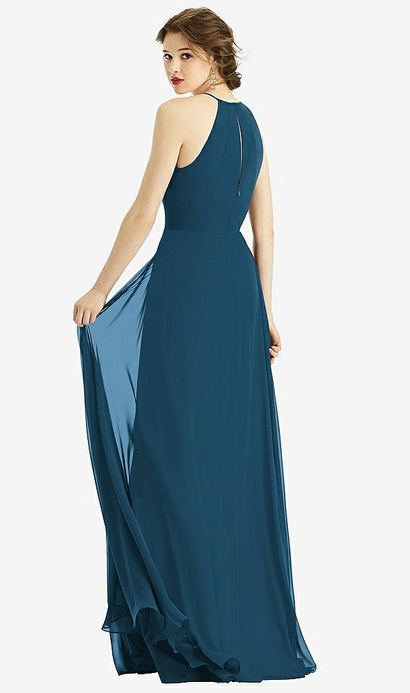 【STYLE: 1502】Keyhole Halter Chiffon Maxi Dress【COLOR: Atlantic Blue】
