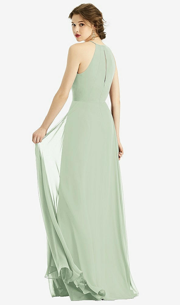 【STYLE: 1502】Keyhole Halter Chiffon Maxi Dress【COLOR: Celadon】