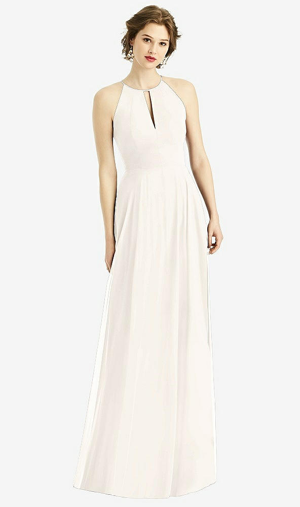 【STYLE: 1502】Keyhole Halter Chiffon Maxi Dress【COLOR: Ivory】