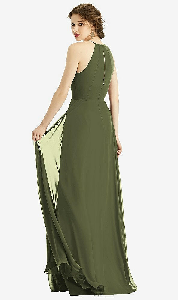 【STYLE: 1502】Keyhole Halter Chiffon Maxi Dress【COLOR: Olive Green】