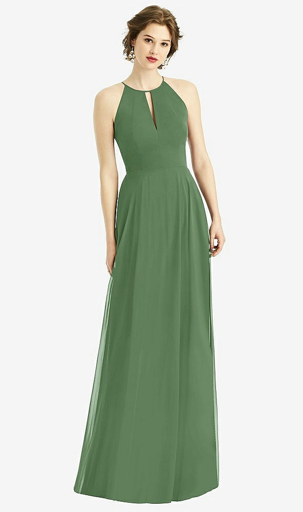 【STYLE: 1502】Keyhole Halter Chiffon Maxi Dress【COLOR: Vineyard Green】