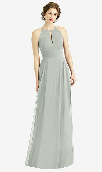 【STYLE: 1502】Keyhole Halter Chiffon Maxi Dress【COLOR: Willow Green】