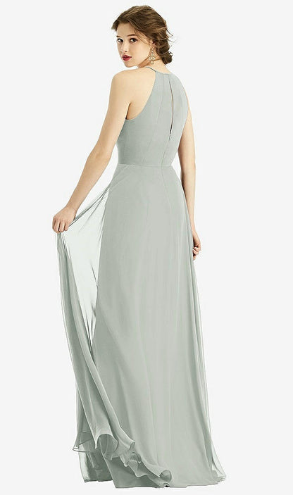 【STYLE: 1502】Keyhole Halter Chiffon Maxi Dress【COLOR: Willow Green】