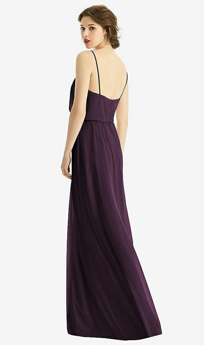 【STYLE: 1505】V-Neck Blouson Bodice Chiffon Maxi Dress【COLOR: Aubergine】