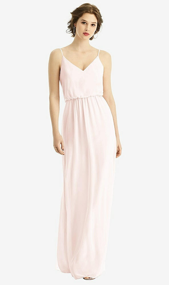 【NEW】【STYLE: 1505】Vネック ブルーソン ボディス シフォン マキシ ドレス【COLOR: Blush】【SIZE: 00-30W】