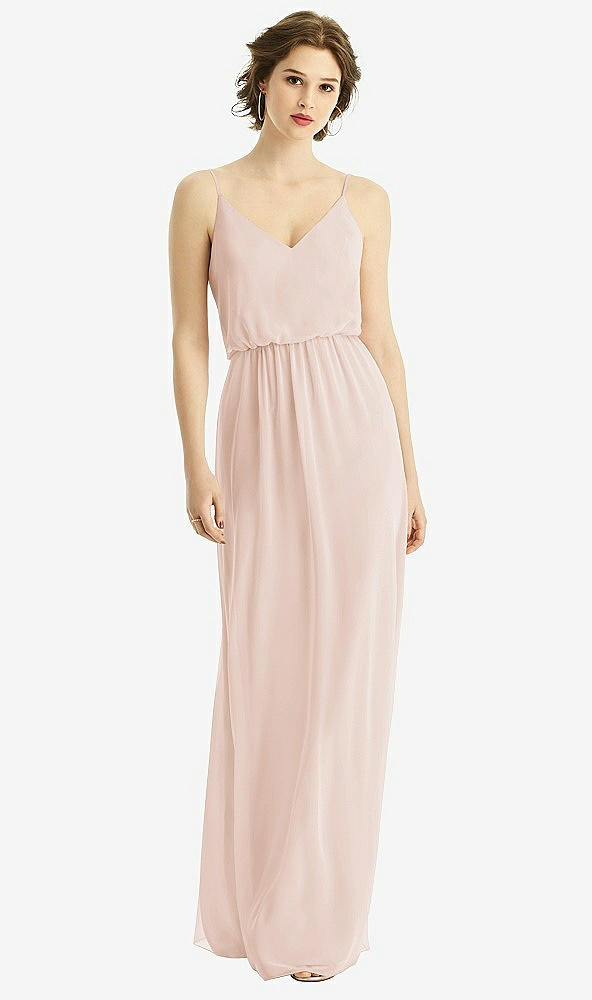 【NEW】【STYLE: 1505】Vネック ブルーソン ボディス シフォン マキシ ドレス【COLOR: Cameo】【SIZE: 00-30W】