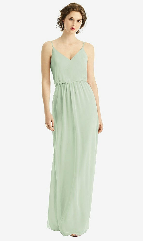 【NEW】【STYLE: 1505】Vネック ブルーソン ボディス シフォン マキシ ドレス【COLOR: Celadon】【SIZE: 00-30W】