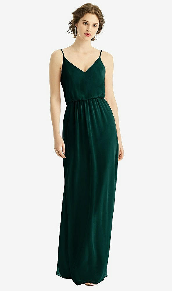 【STYLE: 1505】V-Neck Blouson Bodice Chiffon Maxi Dress【COLOR: Evergreen】