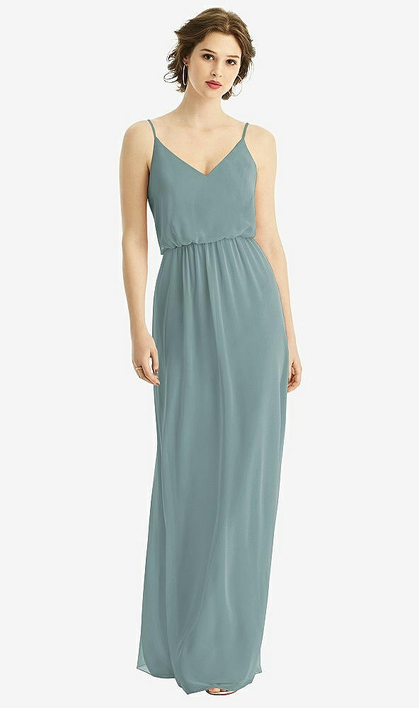 【NEW】【STYLE: 1505】Vネック ブルーソン ボディス シフォン マキシ ドレス【COLOR: Icelandic】【SIZE: 00-30W】