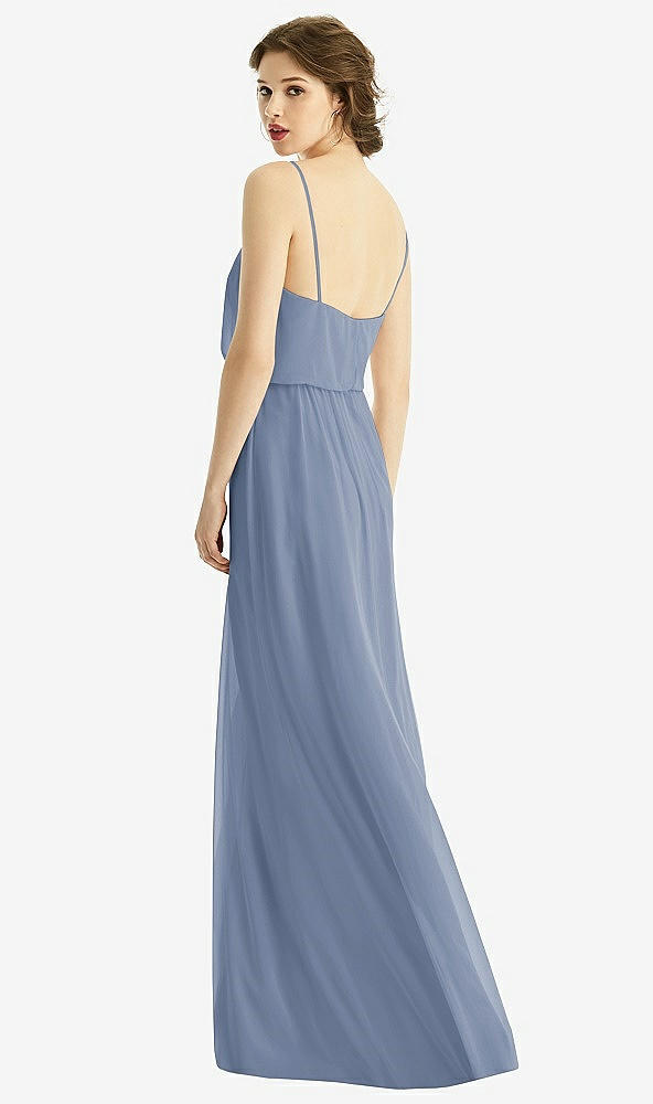 【NEW】【STYLE: 1505】Vネック ブルーソン ボディス シフォン マキシ ドレス【COLOR: Larkspur Blue】【SIZE: 00-30W】