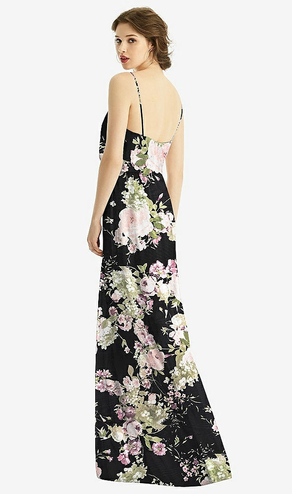 【STYLE: 1505】V-Neck Blouson Bodice Chiffon Maxi Dress【COLOR: Noir Garden】