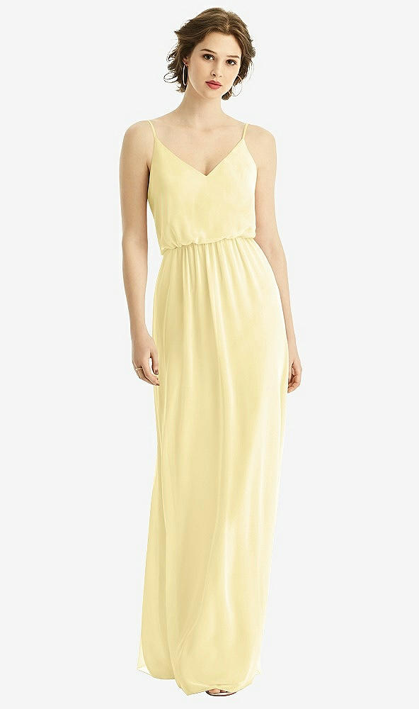 【STYLE: 1505】V-Neck Blouson Bodice Chiffon Maxi Dress【COLOR: Pale Yellow】