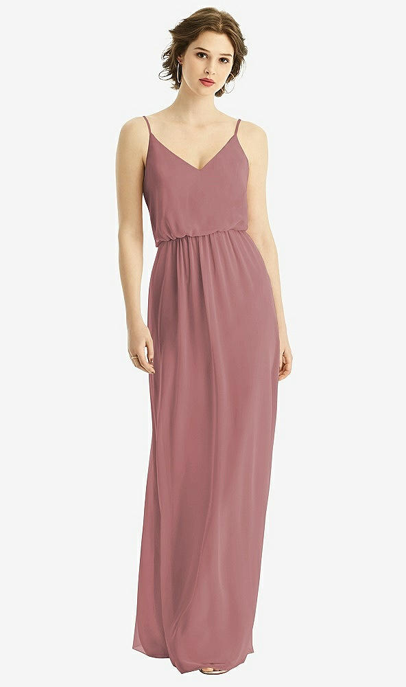 【NEW】【STYLE: 1505】Vネック ブルーソン ボディス シフォン マキシ ドレス【COLOR: Rosewood】【SIZE: 00-30W】