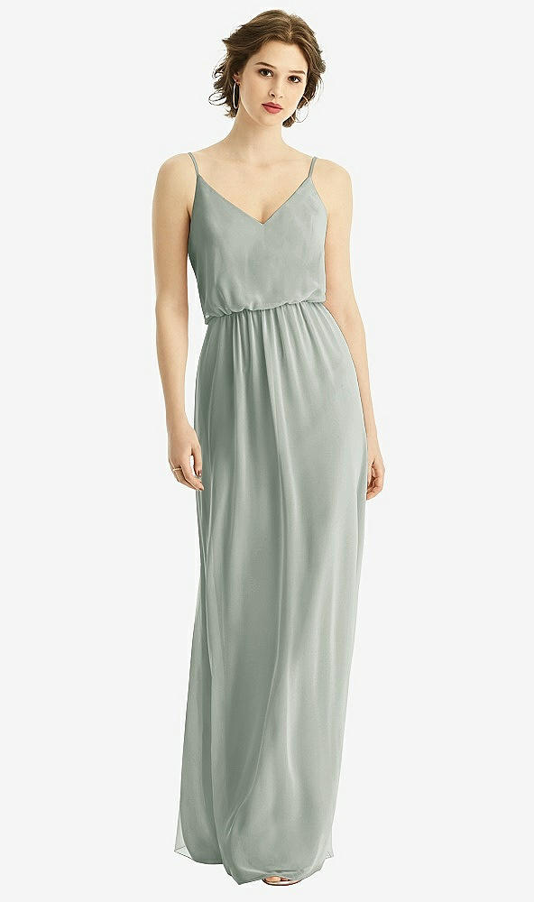 【STYLE: 1505】V-Neck Blouson Bodice Chiffon Maxi Dress【COLOR: Willow Green】