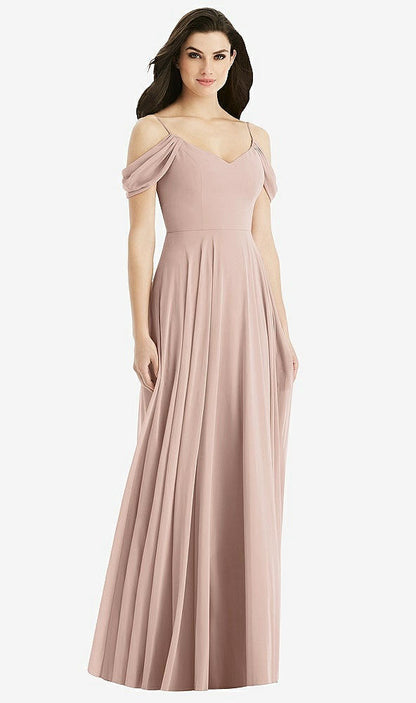 【STYLE: 4525】Off-the-Shoulder Open Cowl-Back Maxi Dress【COLOR: Bliss】