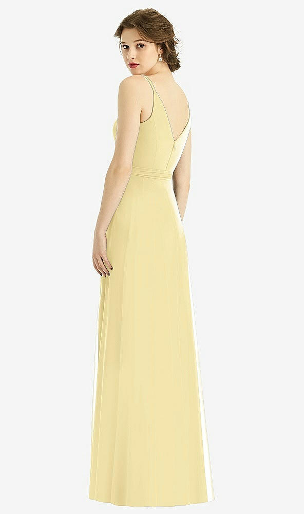 STYLE 1511 Draped Wrap Chiffon Maxi Dress with Sash COLOR Pale Yellow