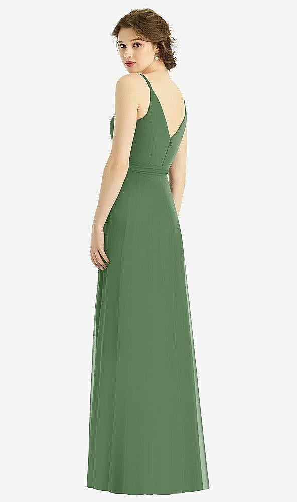 【STYLE: 1511】Draped Wrap Chiffon Maxi Dress with Sash【COLOR: Vineyard Green】