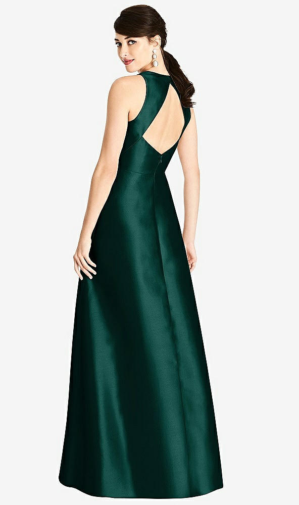 【STYLE: D746】Sleeveless Open-Back Satin A-Line Dress【COLOR: Evergreen】