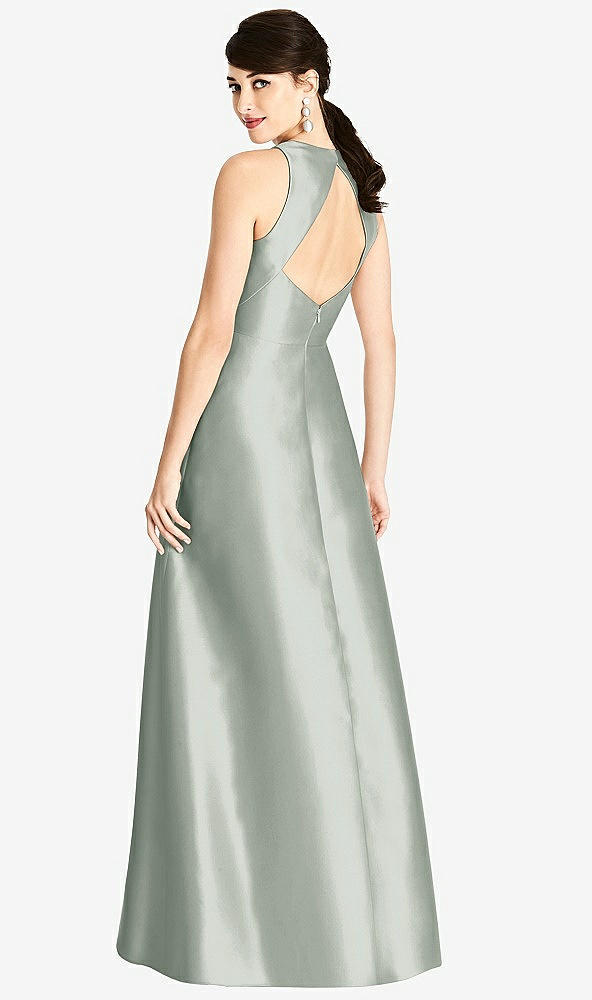 【STYLE: D746】Sleeveless Open-Back Satin A-Line Dress【COLOR: Willow Green】