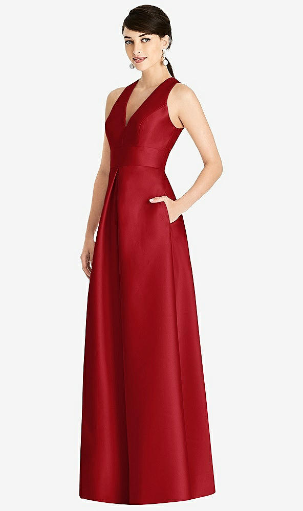 【NEW】【STYLE: D747】ノースリーブ オープンバック プリーツ スカート ドレス ポケット付き【COLOR: Garnet】【SIZE: 00-30W】