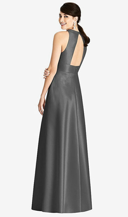 【STYLE: D747】Sleeveless Open-Back Pleated Skirt Dress with Pockets【COLOR: Gunmetal】