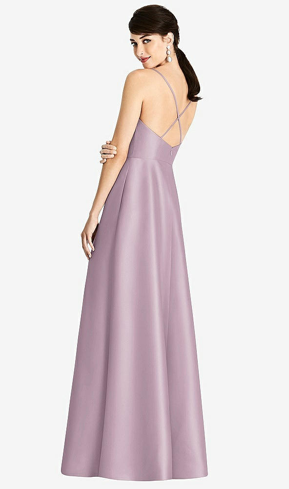 【STYLE: D750】V-Neck Full Skirt Satin Maxi Dress【COLOR: Suede Rose】