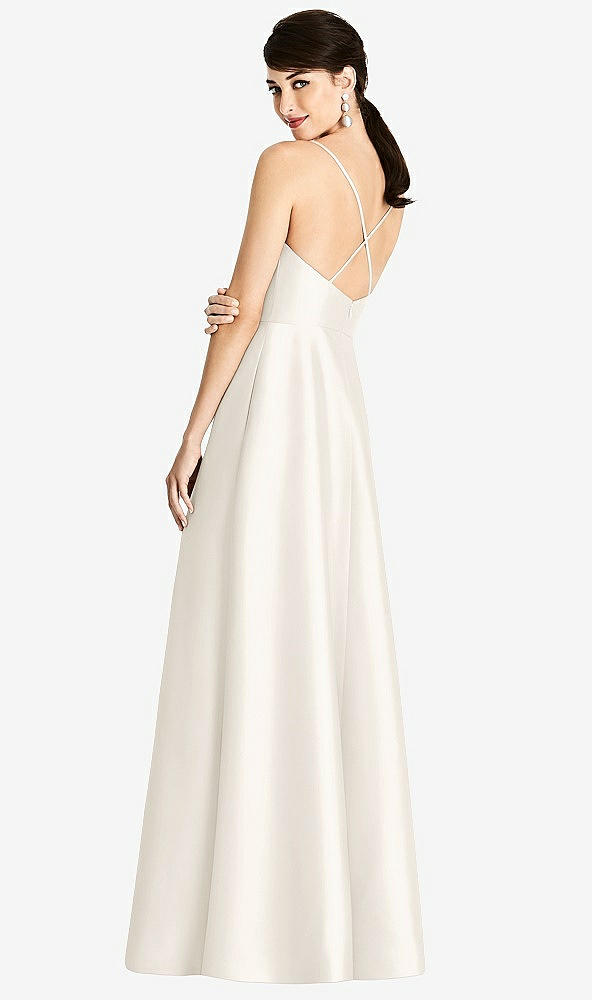 【STYLE: D750】V-Neck Full Skirt Satin Maxi Dress【COLOR: Ivory】