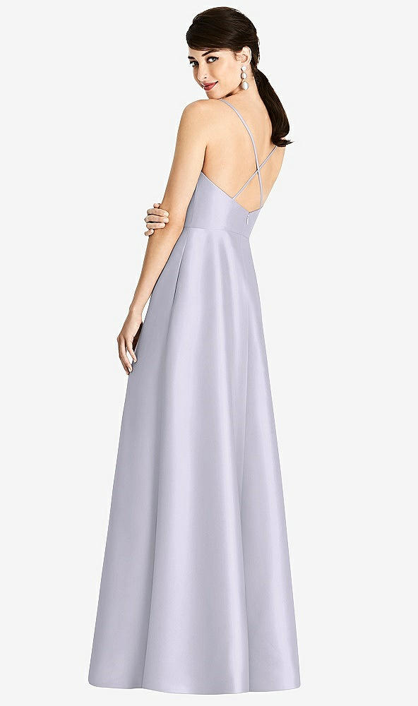 【STYLE: D750】V-Neck Full Skirt Satin Maxi Dress【COLOR: Silver Dove】