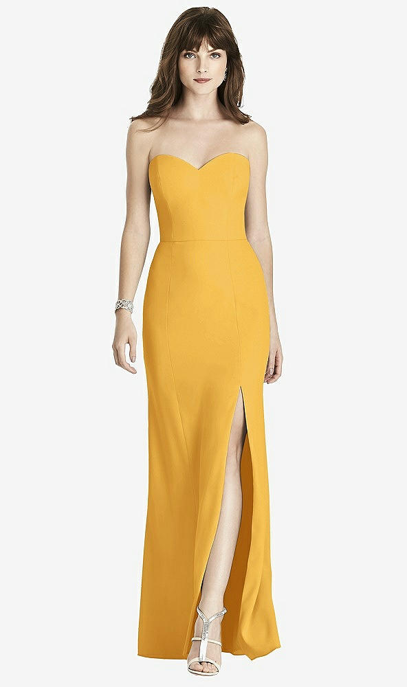 【NEW】【STYLE: 6775】ストラップレス クレープ トランペット ガウン 前面 スリット【COLOR: NYC Yellow】【SIZE: 00-30W】