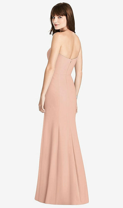 【NEW】【STYLE: 6775】ストラップレス クレープ トランペット ガウン 前面 スリット【COLOR: Pale Peach】【SIZE: 00-30W】