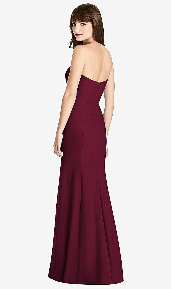 【NEW】【STYLE: 6775】ストラップレス クレープ トランペット ガウン 前面 スリット【COLOR: Cabernet】【SIZE: 00-30W】