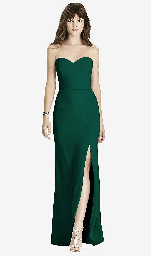 【STYLE: 6775】Strapless Crepe Trumpet Gown with Front Slit【COLOR: Hunter Green】