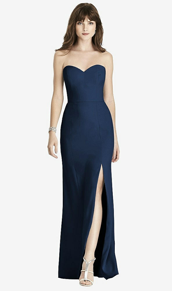 【NEW】【STYLE: 6775】ストラップレス クレープ トランペット ガウン 前面 スリット【COLOR: Midnight Navy】【SIZE: 00-30W】