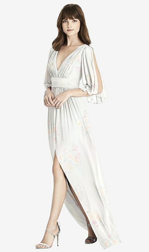 【STYLE: 6777】Split Sleeve Backless Chiffon Maxi Dress【COLOR: Spring Fling】