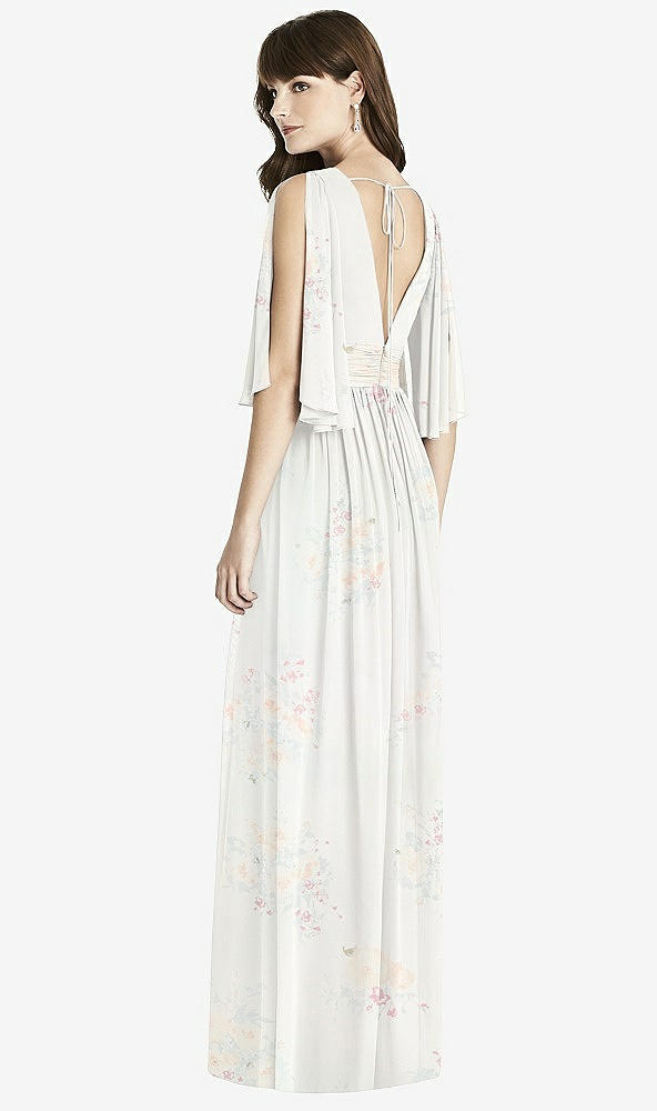 【STYLE: 6777】Split Sleeve Backless Chiffon Maxi Dress【COLOR: Spring Fling】